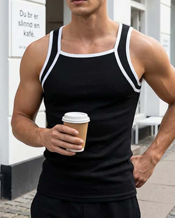 Heren Tank Top Mouwloos Contrasterende Kleur