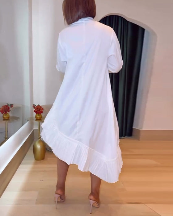 Jurk Staande Kraag Onregelmatig Geplooid