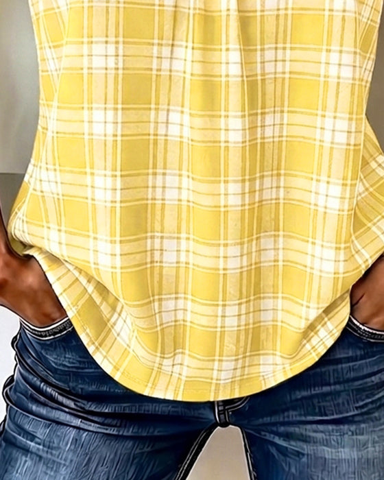 Tank Top Ruit V-Hals Mouwloos