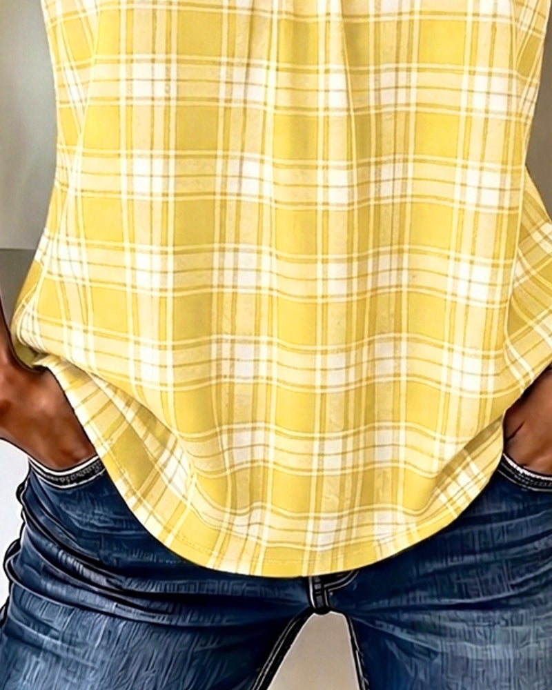 Tank Top Ruit V-Hals Mouwloos