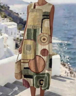 Jurk Geometrische Print Mouwloos