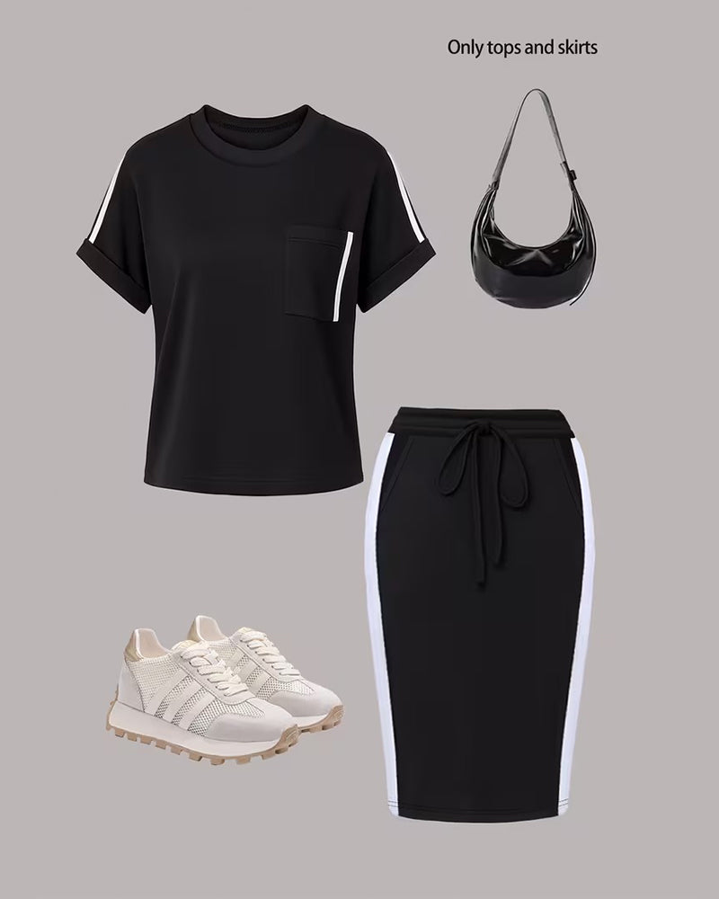 Set Gestreept Casual Sport Rok