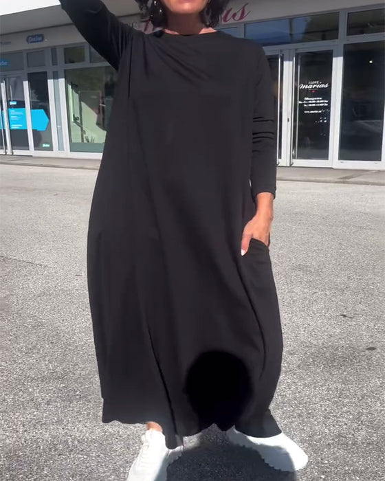 Jurk Wijd Lange Mouw Ronde Hals