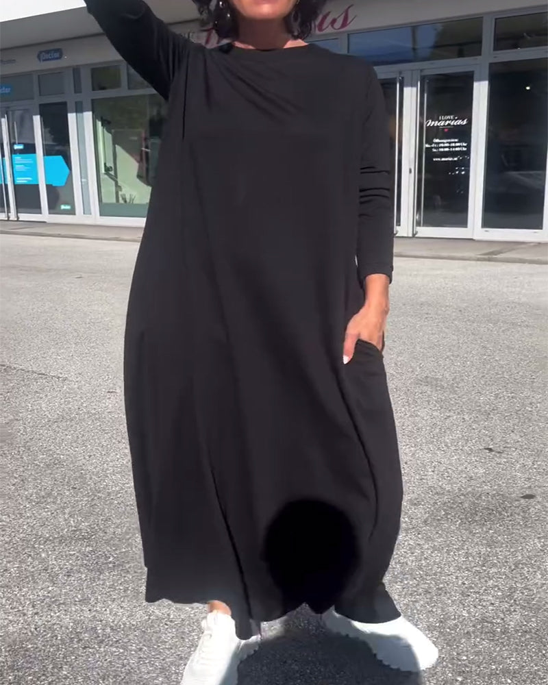 Jurk Wijd Lange Mouw Ronde Hals