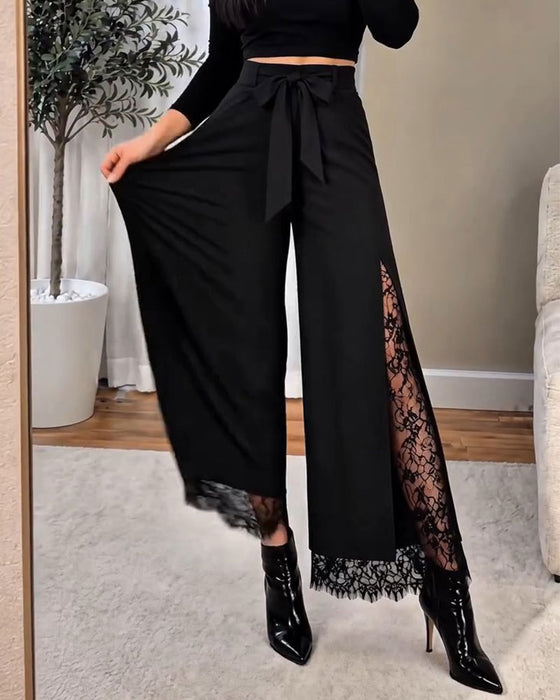 Broek Hoge Taille Kant Patchwork