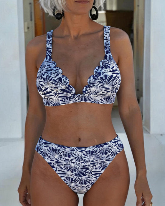 Bikini Geschulpte Rand Print