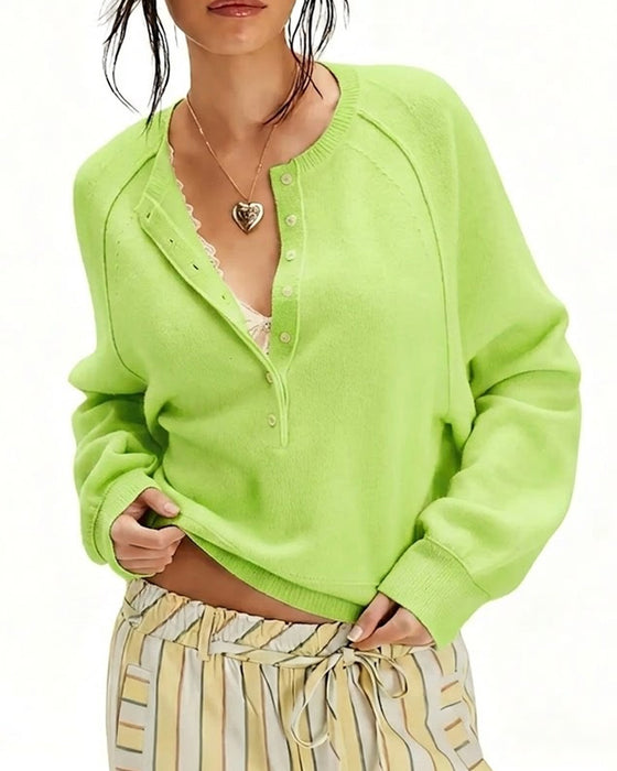 Pullover Henley Hals Gebreid