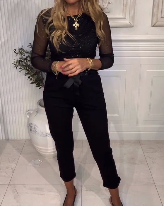 Langmouwige Top Met Pailletten En Patchwork