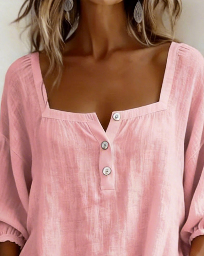 Jurk Vierkante Hals Pofmouw