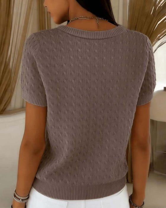 Pullover Ronde Hals Korte Mouw Effen Casual