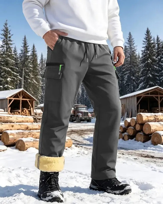 Broek Heren Fleece-Gevoerd Recht Cargo