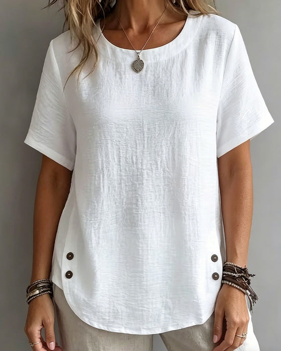T-Shirt Ronde Hals Effen Eenvoudig 100% Katoen