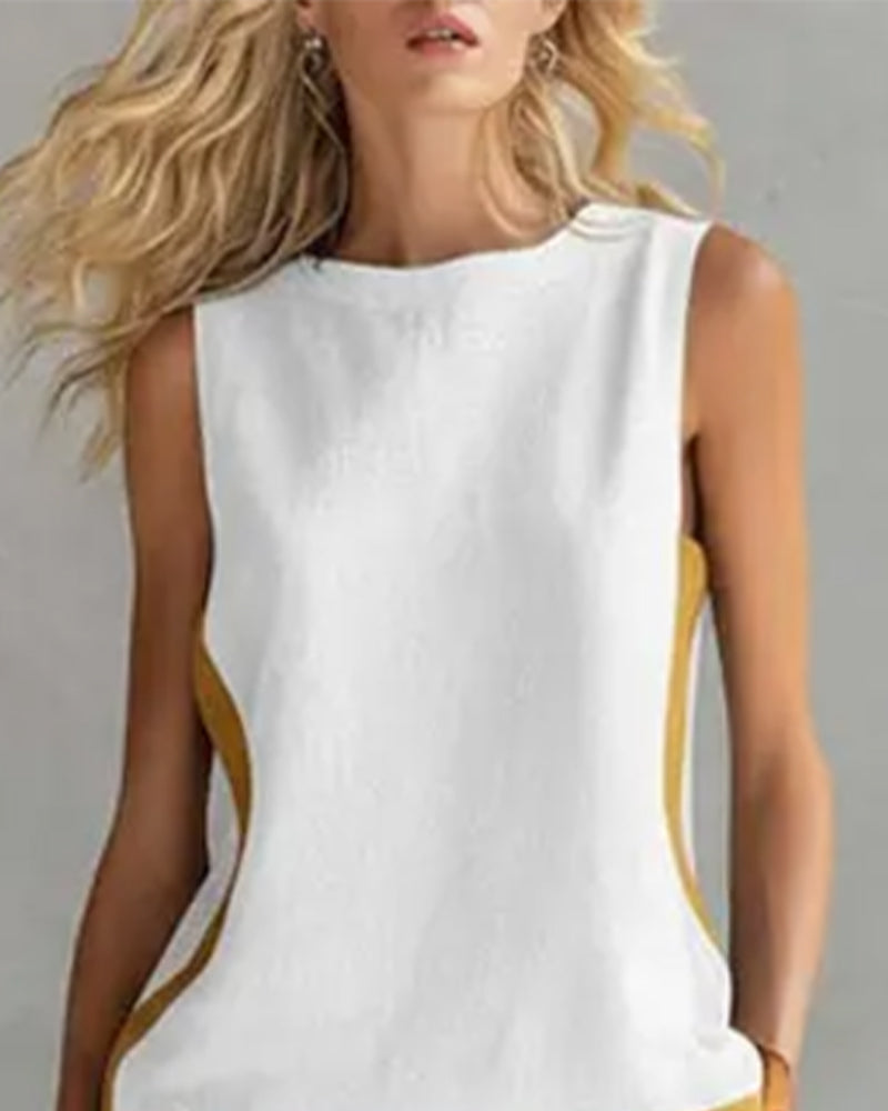 Tweedelig Set Mouwloos Casual Color-Block