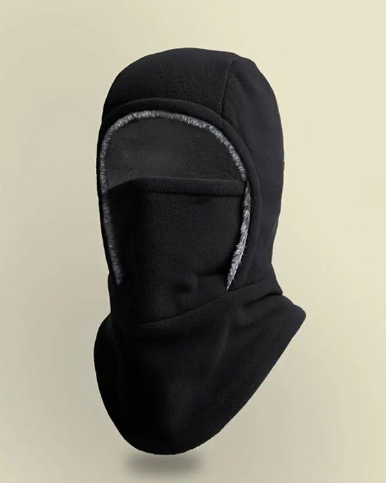 Winter 2 In 1 Muts En Gezichtsmasker Winddicht Dikke Fleece Voering Voor Buitensport Zwart