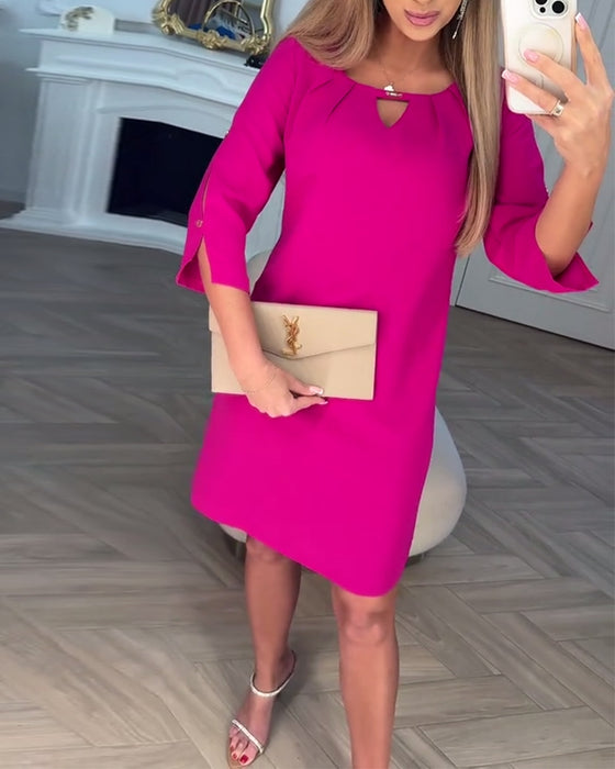 Jurk Elegant Effen Kleur Hol Recht