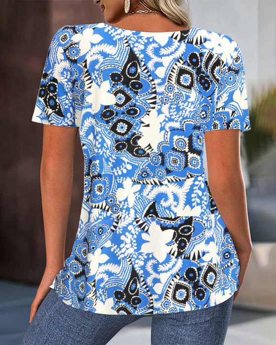 Blouse Geplooid Geprint Fashion