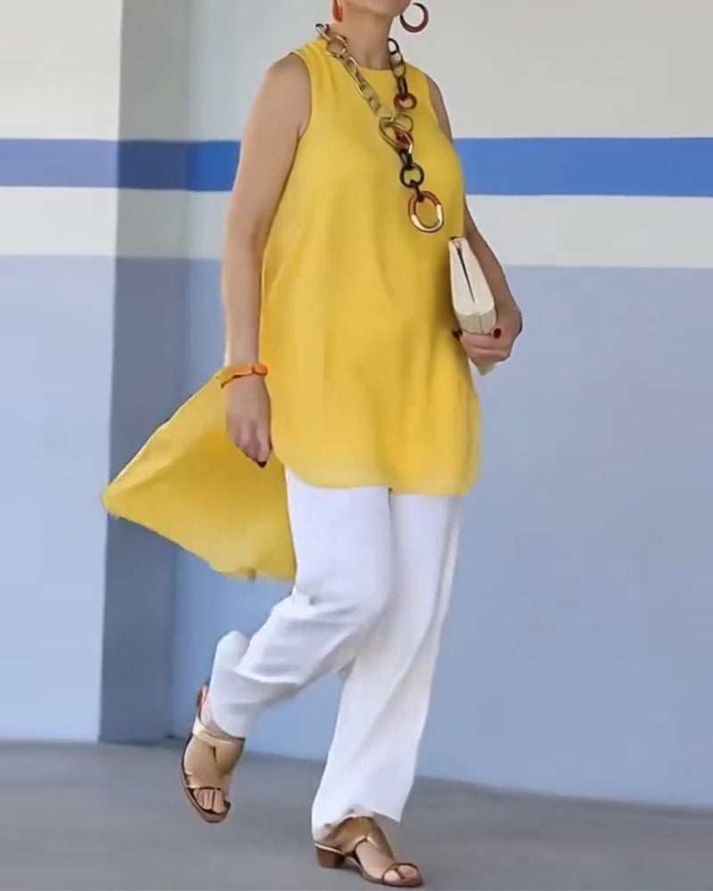 Blouse Mouwloos Asymmetrisch Vloeiend