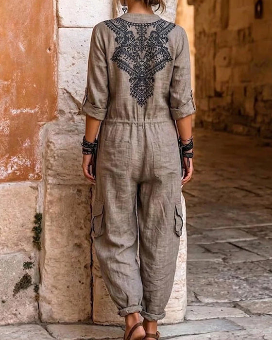 Jumpsuit Bedrukt Tapered-Leg Cargo