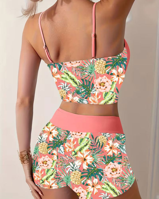 Bikinis Ananas Bloemen Rok Tweedelig