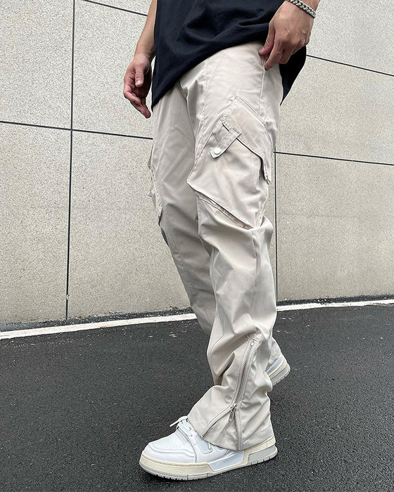 Broek Effen Kleur Rits Zak Casual Heren