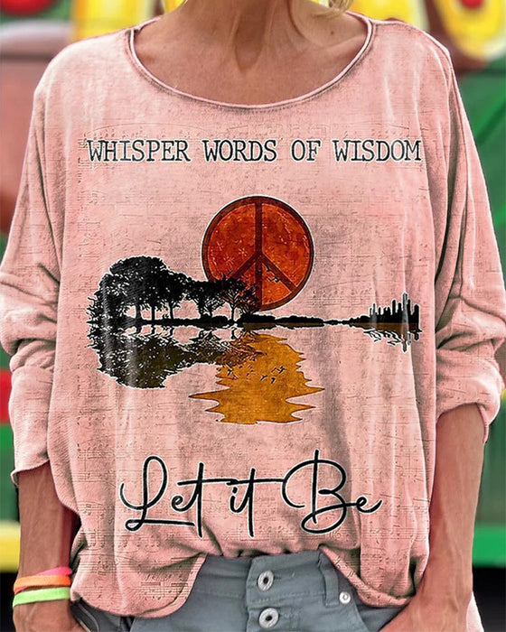 Top Met Distressed Gitaarprint Met Lange Mouwen