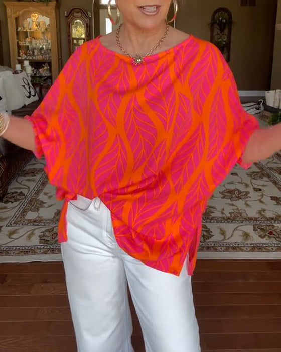 Blouse Ronde Hals Los Bedrukt