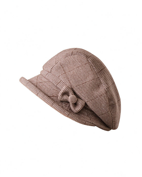 Dames Elegante Ruitpatroon Strik Decor Baret