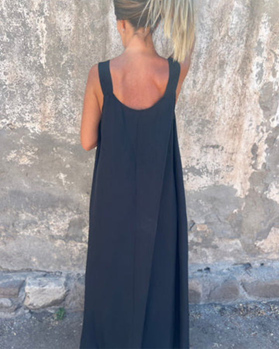 Jurk Mouwloos Effen Kleurrijk Lang