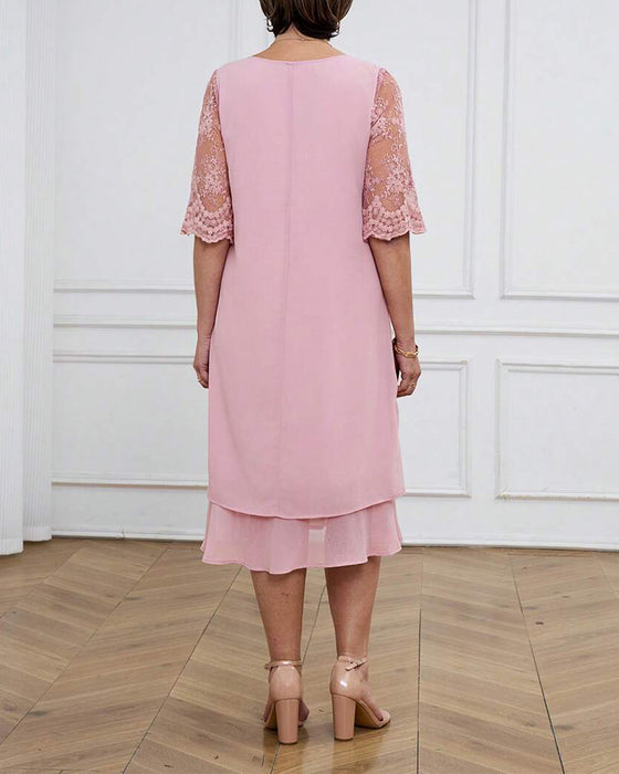 Jurk Modebewust En Elegante Kant Mouwen Tot Halverwege