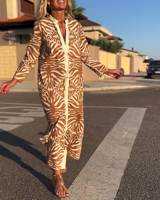 Jurk met lange mouwen en print