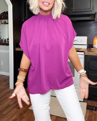 Blouse Mock Neck Los Effen
