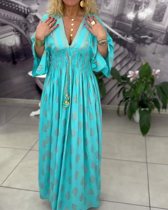 Jurk Losse Vakantieprint Taille Maxi