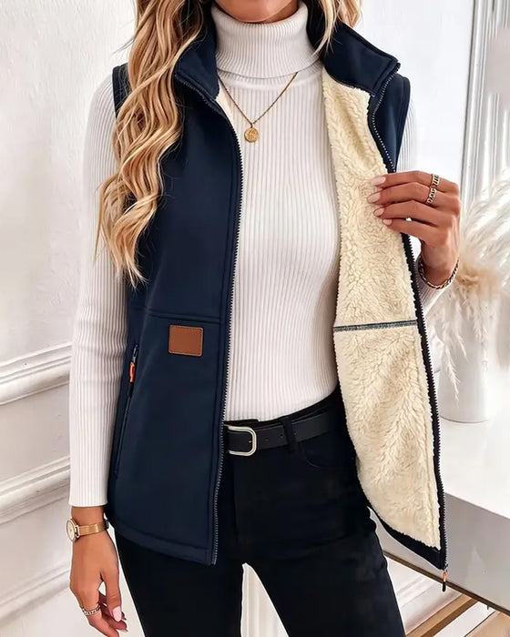Cardigan Gevoerd Polar Fleece Open Voorzijde