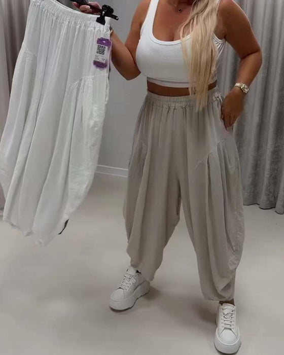 Broek Elastische Taille Wijd Been Harem