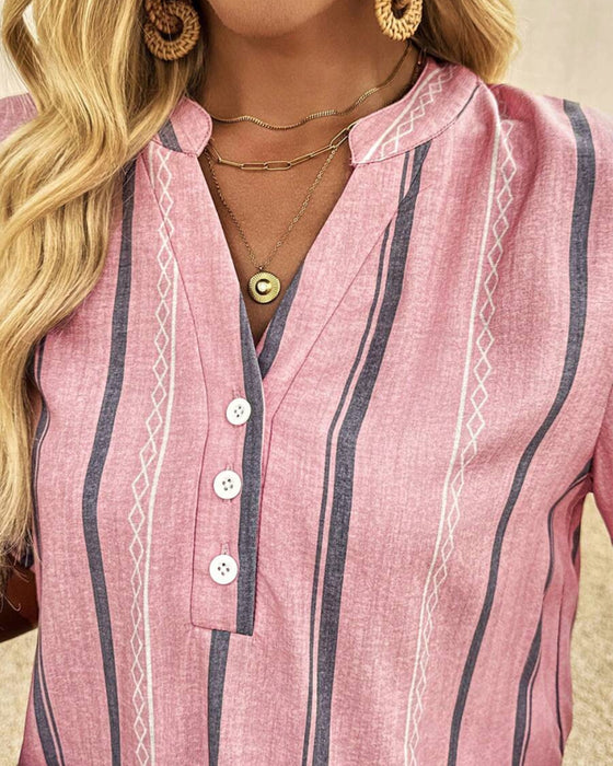Blouse V-Hals Casual Gestreept