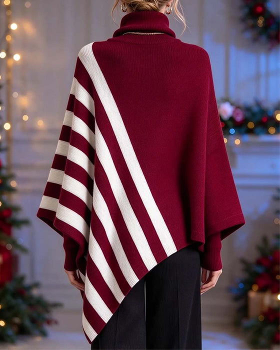Pullover Onregelmatig Turtleneck Gestreept