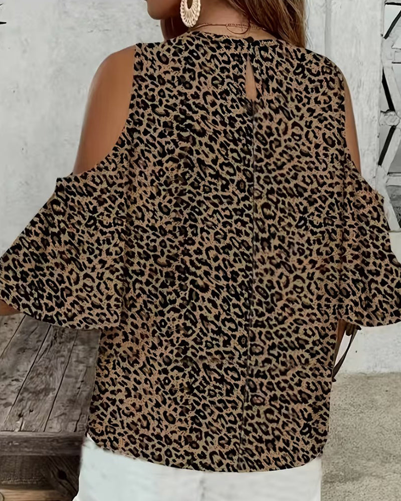Blouse Luipaardprint Cold Shoulder Mode