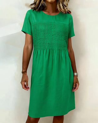 Jurk Ronde Hals Geplooid Casual