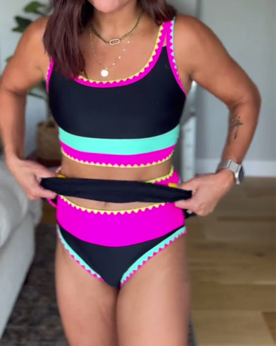 Stijlvol badpak met kleurblokken, driedelig
