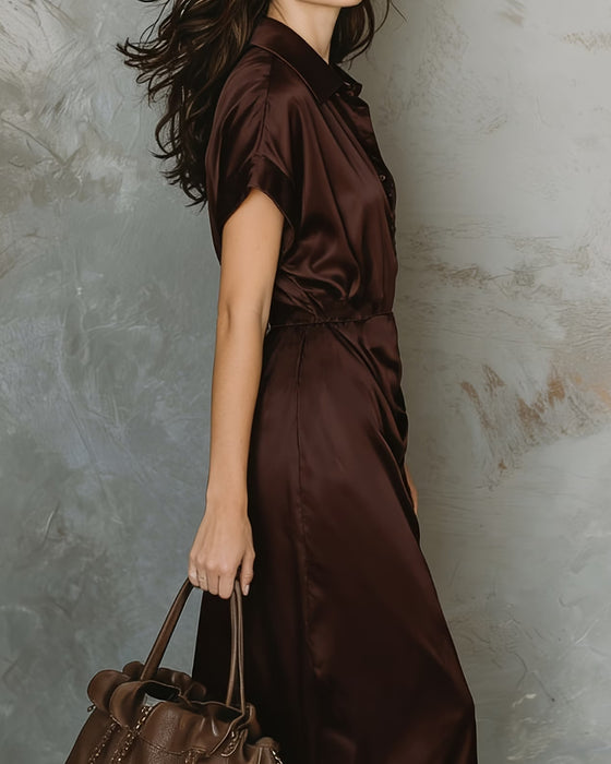 Jurk Reverse Elegant Overhemd Midi