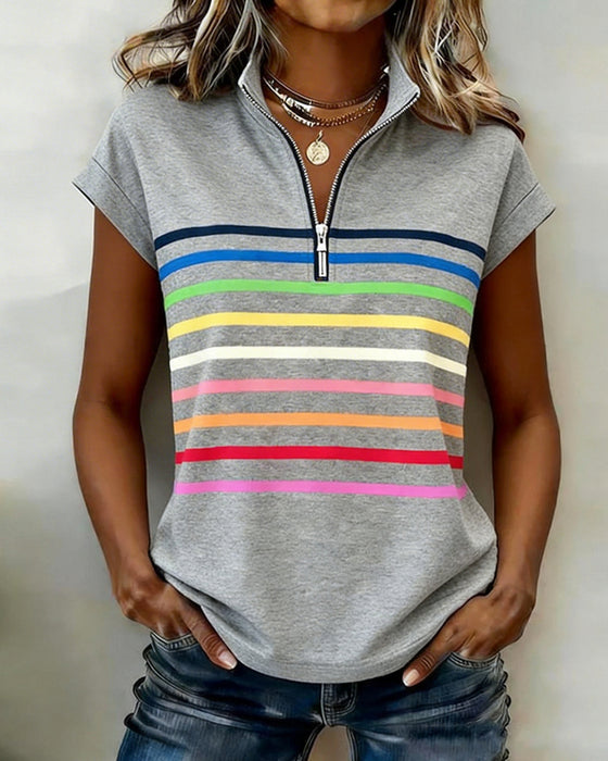 T-Shirt Half-Rits Print