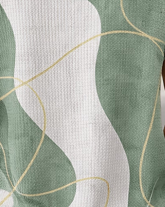 Blouse Met Ronde Hals, Knoppen, Contrastkleurige Lijnen