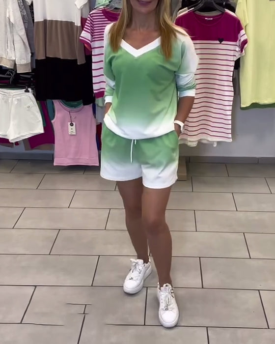 Set Lange Mouwen V-Hals Verloop Sport