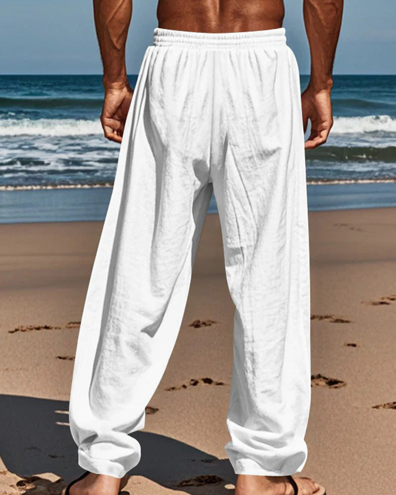 Broek Heren Casual Rechte Pijp Strand
