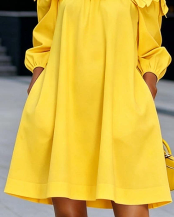 Jurk Off-Shoulder Bloemig Accent