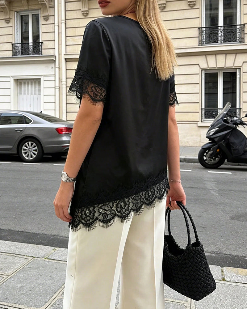 Blouse Onregelmatig Kant Casual