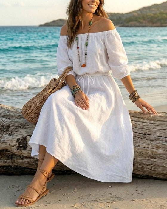 Jurk Off-Shoulder Vetersluiting Taille