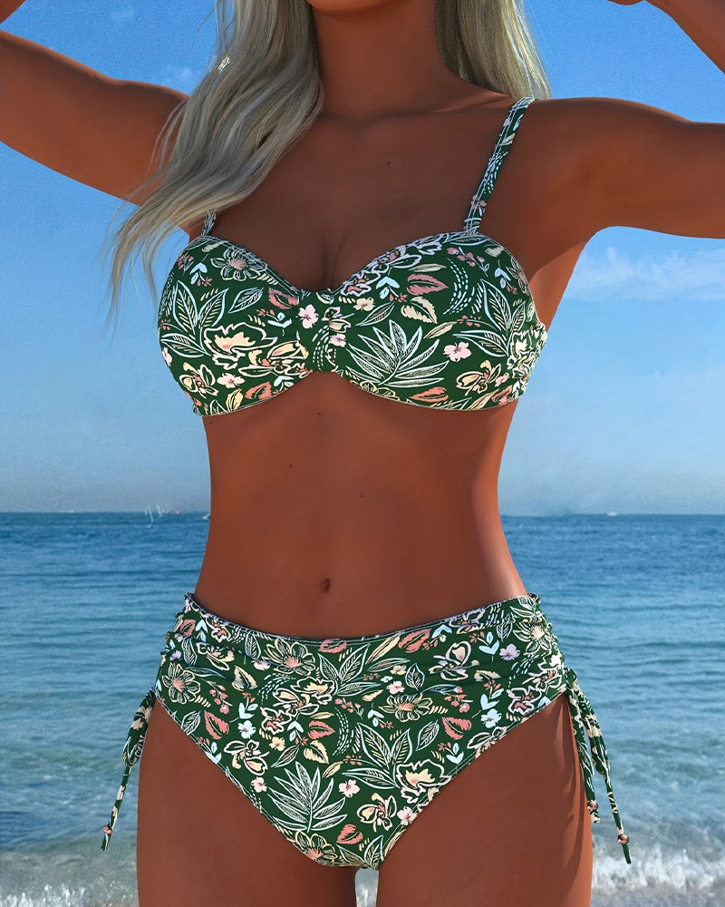 Bikini Bloem-Gescheiden String