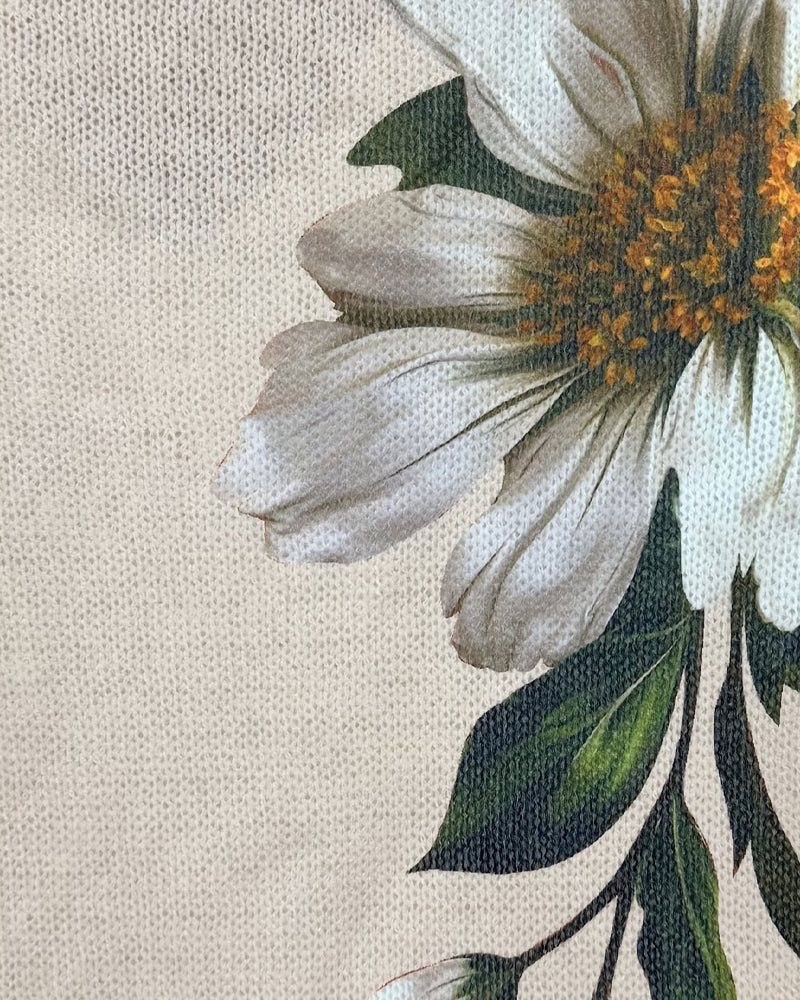 Pullover V-Hals Gebreid Bloemen