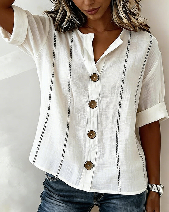 Blouse korte mouw knoopsluiting